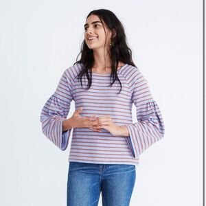 Madewell Shirred-Sleeve Sailor Top in M